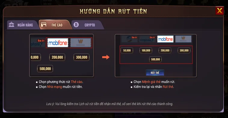 Rút tiền Bomwin bằng thẻ cào an toàn nhanh chóng luôn được ưu tiên lựa chọn.